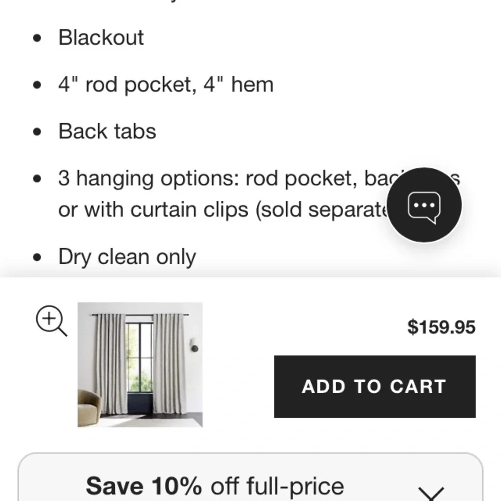 Crate&Barrel Reid Blue and White Textured Curtain